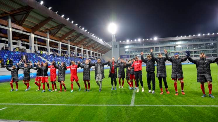 Serbia, Backa Topola, 26.10.2023, , TSC Backa Topola - SC Freiburg - UEFA Europa League 2023 2024 - Group A, SC Freiburg players celebrate Backa Topola