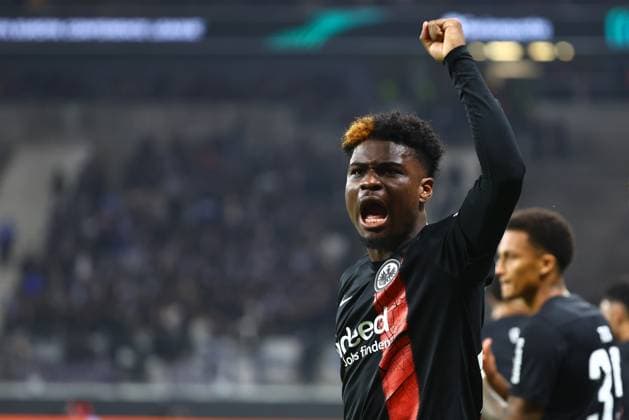 Sport Themen der Woche KW43 Sport Bilder des Tages Junior Dina Ebimbe (Frankfurt) feiert sein Tor zum 1:0 gegn Helsinki Eintracht Frankfurt vs HJK Helsinki, Fussball, Uefa Conference League, 26.10.2023 Eintracht Frankfurt vs HJK Helsinki, Fussball, Uefa Conference League, 26.10.2023 Frankfurt *** Junior Dina Ebimbe Frankfurt celebrates his goal to 1 0 against Helsinki Eintracht Frankfurt vs HJK Helsinki, Football, Uefa Conference League, 26 10 2023 Eintracht Frankfurt vs HJK Helsinki, Football, Uefa Conference League, 26 10 2023 Frankfurt Copyright: xEibner-Pressefotox EP_RWS