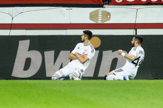 UEFA Europa League, Bayer 04 Leverkusen - Qarabag Agdam; 26.10.2023 Jubel zum 1:1 durch Tural Bayramov (Qarabag Agdam, 27) UEFA Europa League, Bayer 04 Leverkusen - Qarabag Agdam, BayArena Leverkusen am 26.10.2023 Copyright: xBEAUTIFULxSPORTS Wunderlx