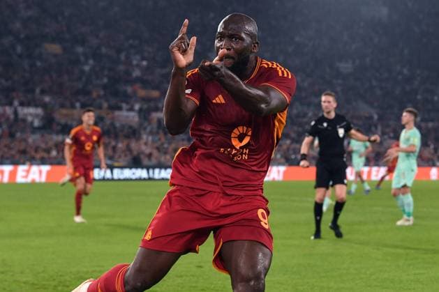 As Roma 26 10 2023 - Europa League Roma-Slavia Praga foto Antonello Sammarco Image nella foto: esultanza gol Romelu Lukaku 
