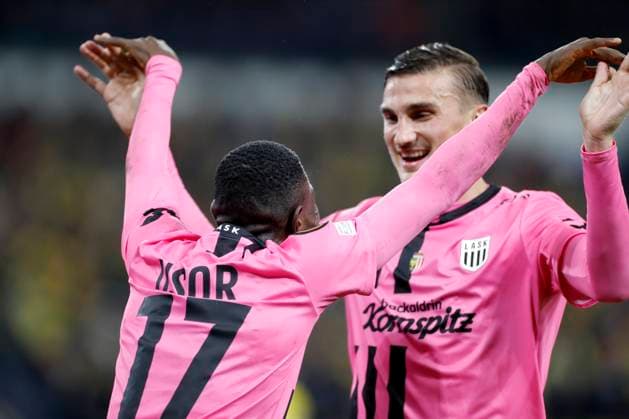 Royal Union Saint-Gilloise v LASK Linz - UEFA Europa League BRUSSELS, BELGIUM - OCTOBER 26 : Moses Usor of LASK celebrates after scoring during the UEFA Europa League Group E match between Royal Union Saint-Gilloise and Linz Lask on October 26, 2023 in Brussels, Belgium, 26 10 2023 Brussels Belgium  Copyright: xJbox