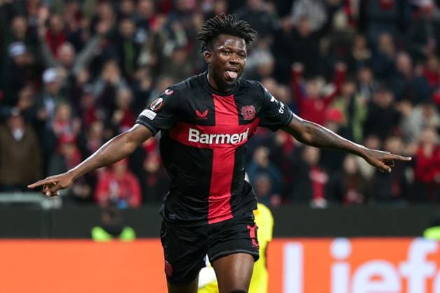 26.10.2023, Fussball, Saison 2023 2024, UEFA Europa League, Gruppenphase, 3. Spieltag, Bayer 04 Leverkusen - Qarabag Agdam, Edmond Tapsoba (Bayer 04 Leverkusen) bejubelt das Tor zum 5:1, Leverkusen BayArena NRW Deutschland xRHR-FOTO DEx Copyright: DennisxEwert RHR-FOTOx RHR-FOTO DE