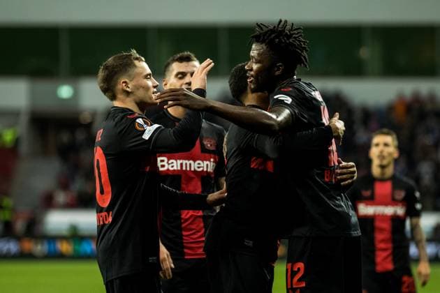 UEFA Europa League, Bayer 04 Leverkusen - Qarabag Agdam; 26.10.2023 Jubel zum 5:1 durch Edmond Tapsoba (Bayer 04 Leverkusen, 12) UEFA Europa League, Bayer 04 Leverkusen - Qarabag Agdam, BayArena Leverkusen am 26.10.2023 Copyright: xBEAUTIFULxSPORTS Wunderlx