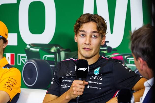 RUSSELL George (gbr), Mercedes AMG F1 Team W14, portrait during the 2023 Formula 1 Grand Premio de la Ciudad de Mexico, 19th round of the 2023 Formula One World Championship, WM, Weltmeisterschaft from October 27 to 29, 2023 on the Autodromo Hermanos Rodriguez, in Mexico City, Mexico - F1 - MEXICO CITY GRAND PRIX 2023 DPPI Panoramic  00123042_G0OD1219