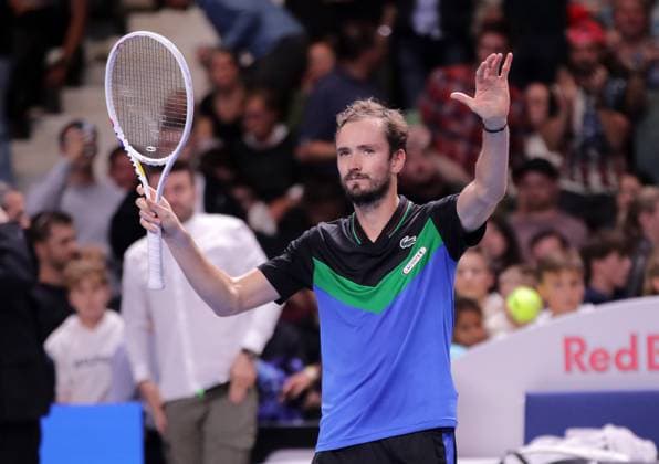 TENNIS - ATP, Tennis Herren Erste Bank Open VIENNA,AUSTRIA,27.OCT.23 - TENNIS - ATP World Tour, Erste Bank Open. Image shows the rejoicing of Daniil Medvedev (RUS).  GEPAxpictures xWalterxLuger