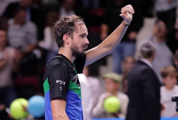 TENNIS - ATP, Tennis Herren Erste Bank Open VIENNA,AUSTRIA,27.OCT.23 - TENNIS - ATP World Tour, Erste Bank Open. Image shows the rejoicing of Daniil Medvedev (RUS).  GEPAxpictures xWalterxLuger