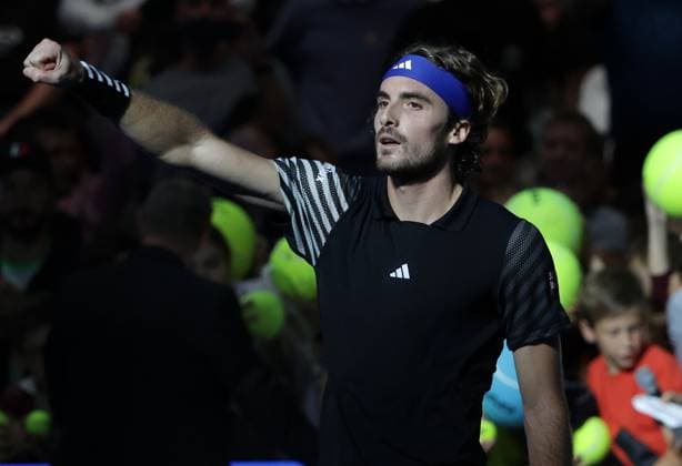 TENNIS - ATP, Tennis Herren Erste Bank Open VIENNA,AUSTRIA,27.OCT.23 - TENNIS - ATP World Tour, Erste Bank Open. Image shows the rejoicing of Stefanos Tsitsipas (GRE).  GEPAxpictures xWalterxLuger
