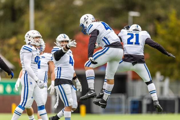231028 Enrico DiFranco celebrates with Nicolas Principi of Italy during the IFAF European Championship, EM, Europameisterschaft Bronze Medal Game between Sweden and Italy on October 28, 2023 in Gothenburg. Photo: Michael Erichsen BILDBYRAN COP 89 MI0562 american football sweden - italy ifaf european championship bronze medal game bbeng sweden sverige italy italia italien jubel Copyright: MICHAELxERICHSEN BB231028MI001