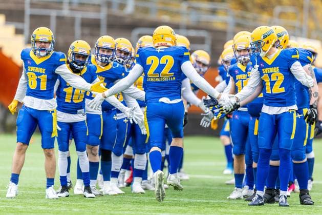 231028 Players of Sweden ahead of the IFAF European Championship, EM, Europameisterschaft Bronze Medal Game between Sweden and Italy on October 28, 2023 in Gothenburg. Photo: Michael Erichsen BILDBYRAN COP 89 MI0562 american football sweden - italy ifaf european championship bronze medal game bbeng sweden sverige italy italia italien Copyright: MICHAELxERICHSEN BB231028MI013