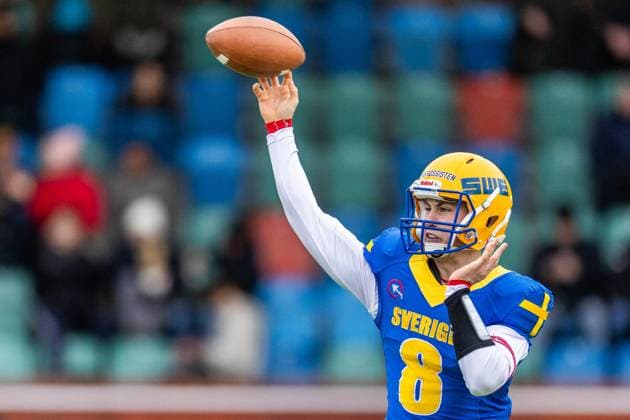 231028 Viktor Wessberg of Sweden during the IFAF European Championship, EM, Europameisterschaft Bronze Medal Game between Sweden and Italy on October 28, 2023 in Gothenburg. Photo: Michael Erichsen BILDBYRAN COP 89 MI0562 american football sweden - italy ifaf european championship bronze medal game bbeng sweden sverige italy italia italien Copyright: MICHAELxERICHSEN BB231028MI022