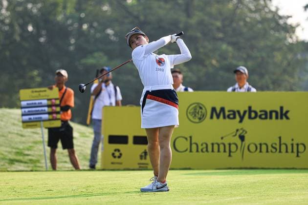 KUALA LUMPUR, MALAYSIA - OCTOBER 28: Yuna Nishimura of Japan play a shot during the third round of the 2023 LPGA, Golf Damen Maybank Championship on October 28, 2023, at Kuala Lumpur Golf and Country Club in Kuala Lumpur, Malaysia. (Photo by Hazrin Yeob Men Shah Icon Sportswire) GOLF: OCT 28 Maybank Championship EDITORIAL USE ONLY Icon3782310284083