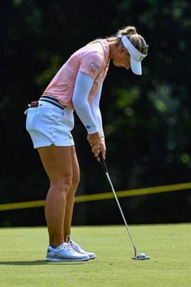 KUALA LUMPUR, MALAYSIA - OCTOBER 28: Emily Kristine Pedersen of Denmark play a shot during the third round of the 2023 LPGA, Golf Damen Maybank Championship on October 28, 2023, at Kuala Lumpur Golf and Country Club in Kuala Lumpur, Malaysia. (Photo by Hazrin Yeob Men Shah Icon Sportswire) GOLF: OCT 28 Maybank Championship EDITORIAL USE ONLY Icon3782310285470