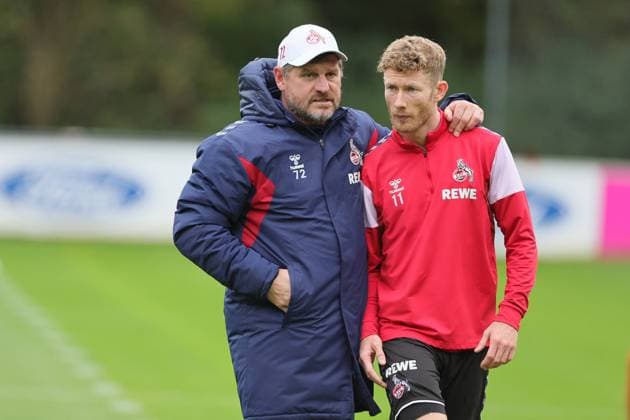 Sport Bilder des Tages 1. FC Köln, Training, von links: Steffen Baumgart, Florian Kainz (1. FC Köln). 30.10.2023, Bild: