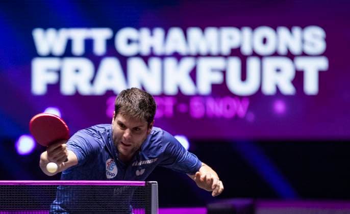 Bilder des Jahres 2023, Sport 11 November Sport Themen der Woche KW44 Sport Bilder des Tages (231102) -- FRANKFURT, Nov. 2, 2023 -- Dimitrij Ovtcharov of Germany hits a return during the men s singles round of 16 match against Mattias Falck of Sweden at the WTT Champions Frankfurt 2023 in Frankfurt, Germany, Nov. 1, 2023. ) (SP)GERMANY-FRANKFURT Table tennis, Tischtennis WTT CHAMPIONS-MEN S SINGLES ZhangxFan 