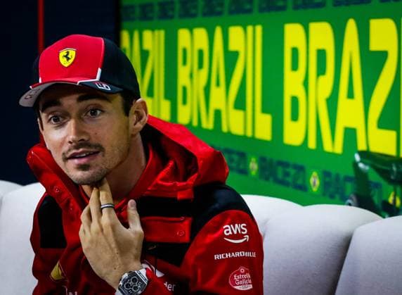 Entrevista coletiva pilotos GP Brasil F1 SÃO PAULO, SP - 02.11.2023: ENTREVISTA COLETIVA PILOTOS GP BRASIL F1 - Drivers hold a press conference, PK, Pressekonferenz to talk about expectations for the Formula 1 Rolex Grand Prix of São Paulo 2023, this Thursday afternoon (02), at the Interlagos race track, south of the capital. In the photo, Charles Leclerc 16, FERRARI. (Photo: Aloisio Mauricio Fotoarena) x2455942x  AloisioxMauricio