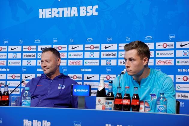 Deutschland, Berlin, Sportpark, GER, 2.FBL, Hertha BSC, Saison 2023 24, Pressekonferenz vor dem Auswärtsspiel gegen den F.C. Hansa Rostock., Foto:Pál Dárdai,Trainer Hertha BSC, Tjark Ernst, Torwart