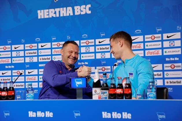 Deutschland, Berlin, Sportpark, GER, 2.FBL, Hertha BSC, Saison 2023 24, Pressekonferenz vor dem Auswärtsspiel gegen den F.C. Hansa Rostock., Foto:Pál Dárdai,Trainer Hertha BSC, Tjark Ernst, Torwart