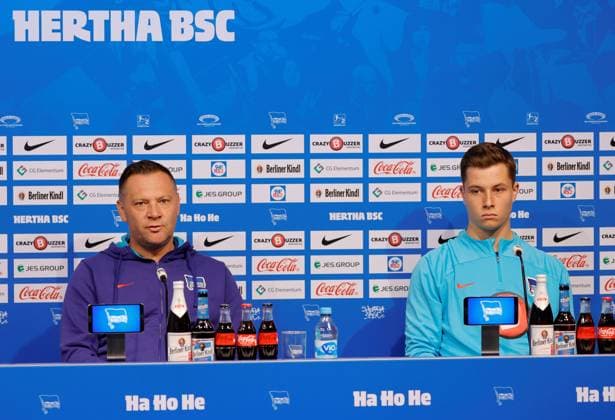 Deutschland, Berlin, Sportpark, GER, 2.FBL, Hertha BSC, Saison 2023 24, Pressekonferenz vor dem Auswärtsspiel gegen den F.C. Hansa Rostock., Foto:Pál Dárdai,Trainer Hertha BSC, Tjark Ernst, Torwart