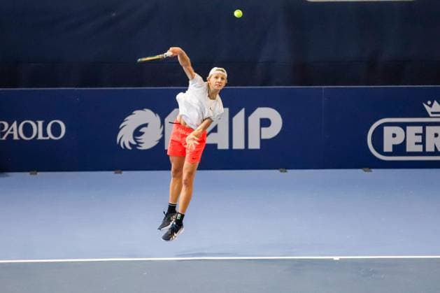 Mark Lajal (EST) during ATP, Tennis Herren Challenger Bergamo, International Tennis match in Bergamo, Italy, November 03 2023  Copyright: xRobertaxCorradin IPAxSportx xipax xx IPA_41392516 IPA_Agency_IPA41392516