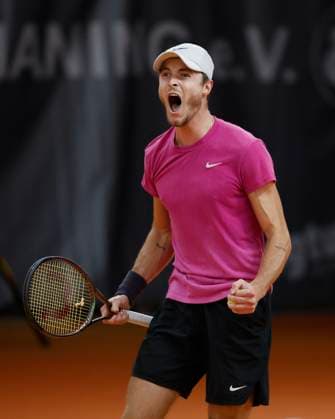Rudolf Molleker jubelt nach dem Sieg, Jubel, Freude, Emotion, Herren Einzel Tennis - Wolffkran Open - ATP, Tennis Herren Challenger - TC Ismaning - Ismaning - Bavaria - Germany - 3 November 2023. Â Copyright: xJuergenxHasenkopfx