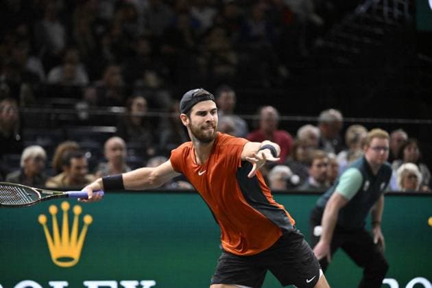 Tennis - Rolex Paris Master 2023 - Karen Khachanov - Russie TENNIS : Rolex Paris Master 2023 - France - 03 11 2023 ChrysleneCaillaud Panoramic 