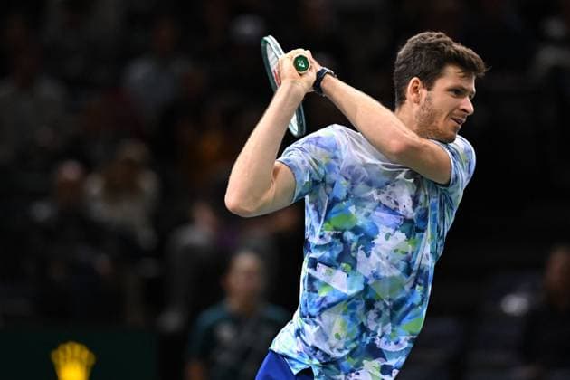 Tennis, ATP-Turnier in Paris Rolex Paris Masters Hubert Hurkacz (POL) during his 1 4 final round match at the 2023 Rolex Paris Masters at the Accor Arena in Paris, France, on November 3, 2023. Photo by Corinne Dubreuil ABACAPRESS.COM Paris France  Copyright: xDubreuilxCorinne ABACAx