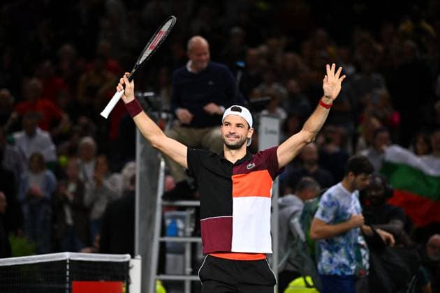 Tennis, ATP-Turnier in Paris Rolex Paris Masters Grigor Dimitrov (BUL) during his 1 4 final round match at the 2023 Rolex Paris Masters at the Accor Arena in Paris, France, on November 3, 2023. Photo by Corinne Dubreuil ABACAPRESS.COM Paris France  Copyright: xDubreuilxCorinne ABACAx