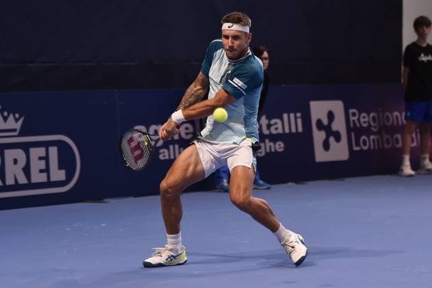 ATP, Tennis Herren Challenger Trofeo Faip-Perrel 2023 - Day 5 - Quarterfinal Alex Molcian from Slovakia during the the quarterfinal at ATP Challenger Trofeo Perrel-Faip 2023 at Italcementi Sports Center on November 3, 2023 in Bergamo, Italy Bergamo Italy  Copyright: xMichelexMaravigliax originalFilename:maraviglia-tennisat231103_npxUQ.jpg