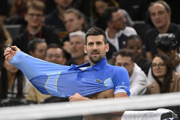 Tennis - Rolex Paris Master 2023 - Novak Djokovic - Serbie TENNIS : Rolex Paris Master 2023 - France - 03 11 2023 ChrysleneCaillaud Panoramic 