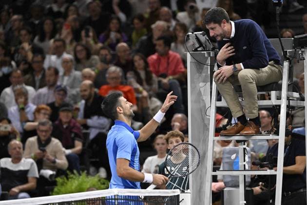 Tennis - Rolex Paris Master 2023 - Novak Djokovic - Serbie TENNIS : Rolex Paris Master 2023 - France - 03 11 2023 ChrysleneCaillaud Panoramic 