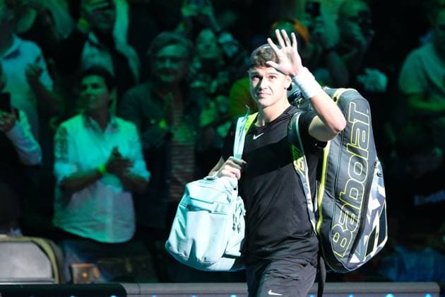 November 3, 2023, Paris, France: Danish player HOLGER RUNE returns the ball to Serbian player NOVAK DJOKOVIC during the quarter final of Rolex Paris Masters 1000 tournament at Paris Accor Arena Stadium - France Paris France - ZUMAp119 20231103_zaf_p119_073 Copyright: xPierrexSteveninx