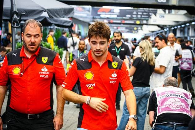 Dia de corrida Sprint no GP de São Paulo SÃO PAULO, SP - 04.11.2023: DIA DE CORRIDA SPRINT NO GP DE SÃO PAULO - Sprint Race Day, during the Formula 1 Grand Prix Rolex São Paulo 2023, this Saturday (04), at the Interlagos racetrack, south of the capital. In the photo, Charles Leclerc 16, FERRARI. (Photo: Aloisio Mauricio Fotoarena) x2456586x  AloisioxMauricio