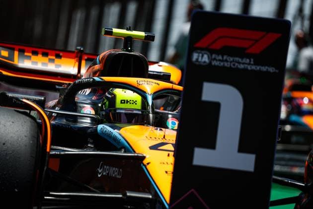 NORRIS Lando (gbr), McLaren F1 Team MCL60, Sprint Qualifications pole position during the 2023 Formula 1 Rolex Grande Premio de Sao Paulo, 20th round of the 2023 Formula One World Championship, WM, Weltmeisterschaft from November 3 to 5, 2023 on the Autodromo JosÃ Carlos Pace, in Sao Paulo, Brazil - F1 - SAO PAULO GRAND PRIX 2023 DPPI Panoramic  00123044_G0OD1064