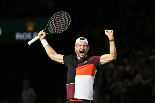 Tennis - Rolex Paris Master 2023 - Grigor Dimitrov - Bulgarie TENNIS : Rolex Paris Master 2023 - France - 04 11 2023 ChrysleneCaillaud Panoramic 