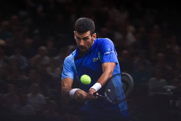 2023 ATP, Tennis Herren Paris Masters 1000 Mylene Deroche IP3 - Serbia s Novak Djokovic in action during the semi final match of the men s single, on day six of the Paris ATP Masters 1000 tennis tournament at the Accor Arena - Palais Omnisports de Paris-Bercy - in Paris, France, on november 4, 2023.  Copyright: xIP3xPRESS MAXPPPxMylenexDerochex IP3DER231104074 IP3DER231104074