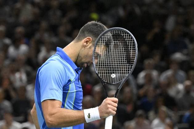 Tennis - Rolex Paris Master 2023 - Novak Djokovic - Serbie TENNIS : Rolex Paris Master 2023 - France - 04 11 2023 ChrysleneCaillaud Panoramic 