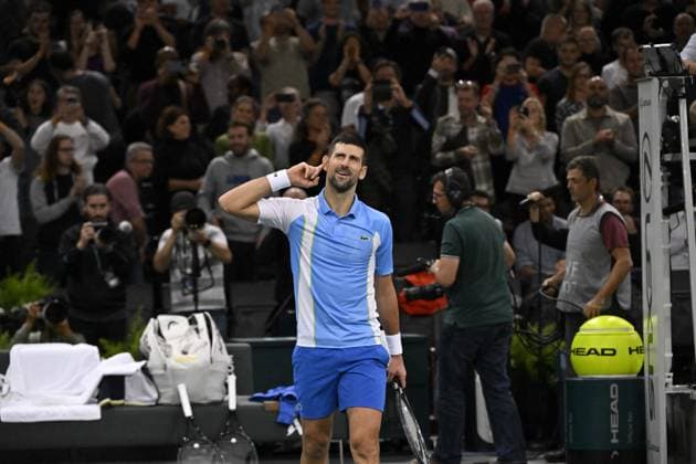 Tennis - Rolex Paris Master 2023 - Novak Djokovic - Serbie TENNIS : Rolex Paris Master 2023 - France - 04 11 2023 ChrysleneCaillaud Panoramic 