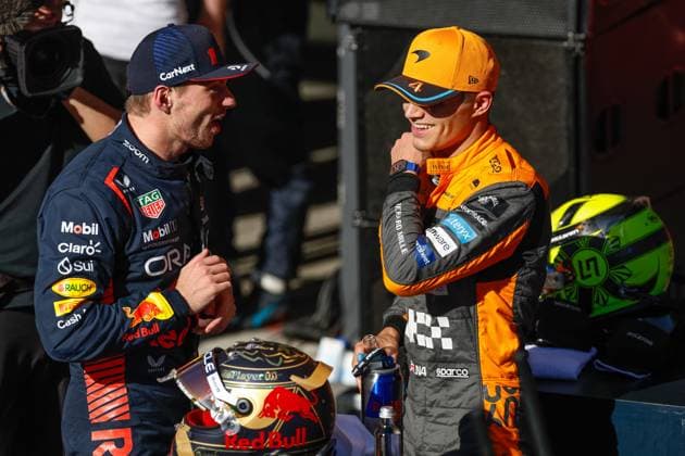 1 Max Verstappen (NLD, Oracle Red Bull Racing), 4 Lando Norris (GBR, McLaren F1 Team), F1 Grand Prix of Brazil at Autodromo Jose Carlos Pace on November 4, 2023 in Sao Paulo, Brazil. (Photo by HOCH ZWEI) Sao Paulo Brazil