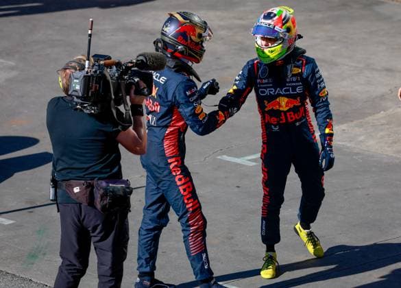 1 Max Verstappen (NLD, Oracle Red Bull Racing), 11 Sergio Perez (MEX, Oracle Red Bull Racing), F1 Grand Prix of Brazil at Autodromo Jose Carlos Pace on November 4, 2023 in Sao Paulo, Brazil. (Photo by HOCH ZWEI) Sao Paulo Brazil