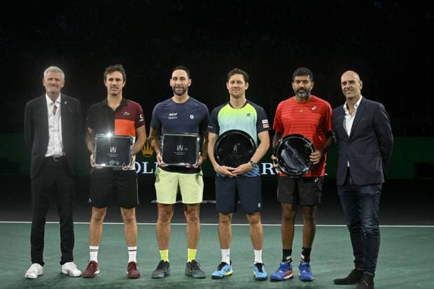 Tennis - Rolex Paris Master 2023 - victoire Edouard Roger Vasselin double messieurs - France TENNIS : Rolex Paris Master 2023 - France - 05 11 2023 ChrysleneCaillaud Panoramic 