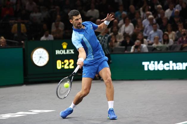 ROLEX PARIS MASTERS TENNIS 2023 Thierry Larret Maxppp. Tennis. Rolex Paris Masters. Accor Arena, Paris (75). Le 5 novembre 2023. Finale : Novak DJOKOVIC (SRB) vs Grigor DIMITROV (BUL). Paris (75) ACCORHOTELS ARENA ILE DE FRANCE FRANCE  Copyright: xMAXPPPxThierryxLarretx TL_20231105_0020 0312701690st