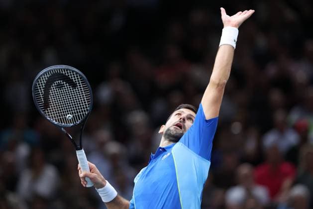 ROLEX PARIS MASTERS TENNIS 2023 Thierry Larret Maxppp. Tennis. Rolex Paris Masters. Accor Arena, Paris (75). Le 5 novembre 2023. Finale : Novak DJOKOVIC (SRB) vs Grigor DIMITROV (BUL). Paris (75) ACCORHOTELS ARENA ILE DE FRANCE FRANCE  Copyright: xMAXPPPxThierryxLarretx TL_20231105_0025 0312701718st