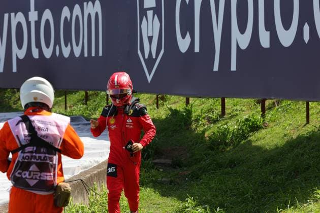 16 Charles Leclerc (MCO, Scuderia Ferrari) after his crash in the formation lap, F1 Grand Prix of Brazil at Autodromo Jose Carlos Pace on November 5, 2023 in Sao Paulo, Brazil. (Photo by HOCH ZWEI) Sao Paulo Brazil