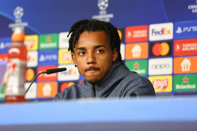 Fußball Herren Saison 2023-2024 UEFA Champions League I 4. Spieltag Pressekonferenz I FC Barcelona, Barca 06.11.2023 Jules Kounde (23, FC Barcelona) im Fokus. Hamburg Volksparkstadion Hamburg Deutschland Copyright: xLobecax xHenningxRohlfsx