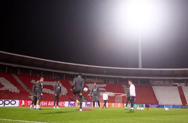 Roter Stern Belgrad - RB Leipzig Training Champions League Beograd, 06.11.2023, Stadion Rajko Mitic, Fussball , UEFA Champions League, Gruppe G , 4. Spieltag, Matchday-1 , Roter Stern Belgrad vs. RB Leipzig , Abschlusstraining RB Leipzig , Im Bild: Mannschaft von RB Leipzig , Foto nur zur redaktionellen Nutzung bestimmt! . , UEFA regulations prohibit any use of photographs as image sequences and or quasi-video ,