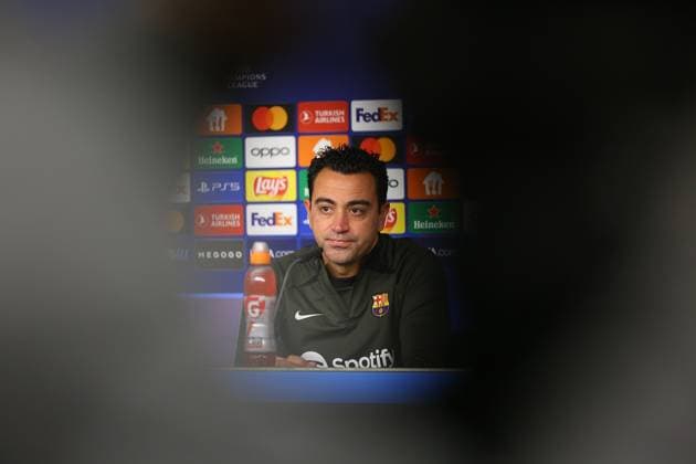 Fußball Herren Saison 2023-2024 UEFA Champions League I 4. Spieltag Pressekonferenz I FC Barcelona, Barca 06.11.2023 Xavi, Xavier Hernandez Creus (FC Barcelona) im Fokus. Hamburg Volksparkstadion Hamburg Deutschland Copyright: xLobecax xHenningxRohlfsx