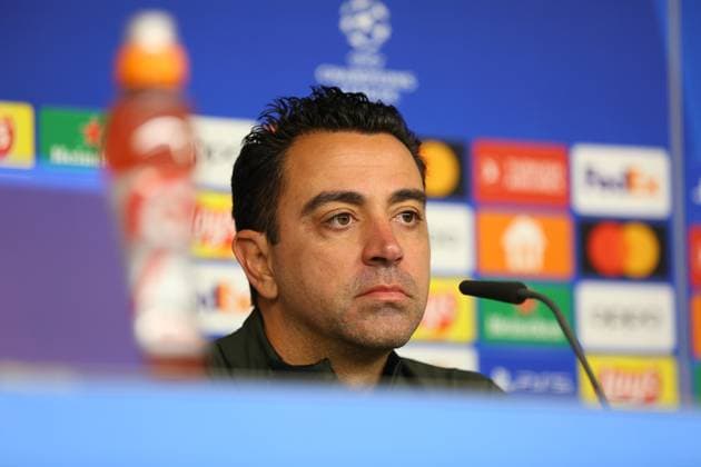 Fußball Herren Saison 2023-2024 UEFA Champions League I 4. Spieltag Pressekonferenz I FC Barcelona, Barca 06.11.2023 Xavi, Xavier Hernandez Creus (FC Barcelona) im Fokus. Hamburg Volksparkstadion Hamburg Deutschland Copyright: xLobecax xHenningxRohlfsx