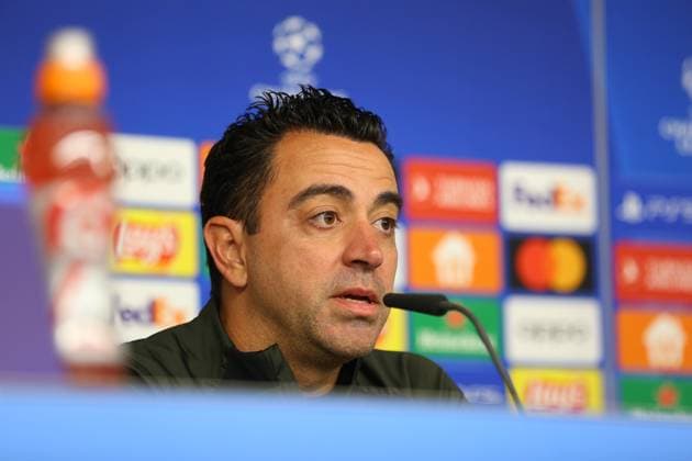 Fußball Herren Saison 2023-2024 UEFA Champions League I 4. Spieltag Pressekonferenz I FC Barcelona, Barca 06.11.2023 Xavi, Xavier Hernandez Creus (FC Barcelona) im Fokus. Hamburg Volksparkstadion Hamburg Deutschland Copyright: xLobecax xHenningxRohlfsx