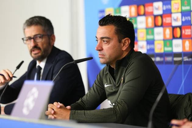 Fußball Herren Saison 2023-2024 UEFA Champions League I 4. Spieltag Pressekonferenz I FC Barcelona, Barca 06.11.2023 Xavi, Xavier Hernandez Creus (FC Barcelona) im Fokus. Hamburg Volksparkstadion Hamburg Deutschland Copyright: xLobecax xHenningxRohlfsx