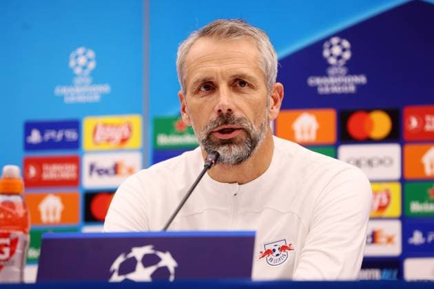 Roter Stern Belgrad - RB Leipzig PK Champions League Beograd, 06.11.2023, Stadion Rajko Mitic, Fussball , UEFA Champions League, Gruppe G , 4. Spieltag, Matchday-1 , Roter Stern Belgrad vs. RB Leipzig , Pressekonferenz vor dem Spiel , Im Bild: Trainer Marco Rose, RB Leipzig. , Foto nur zur redaktionellen Nutzung bestimmt! . , UEFA regulations prohibit any use of photographs as image sequences and or quasi-video ,